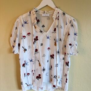 Sandro White Printed Women's silk Top